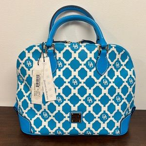 Dooney & Bourke New with Tags ZipZip Satchel Turquoise and White, shoulder strap